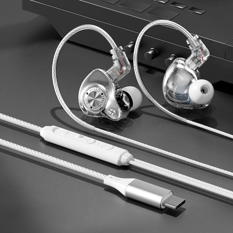 Type-C Wired Earphone For Samsung Galaxy S25 S24 S23 S22 21 Ultra Plus 3.5MM in-Ear Earphone HiFi Bass Stereo Gaming Headphone