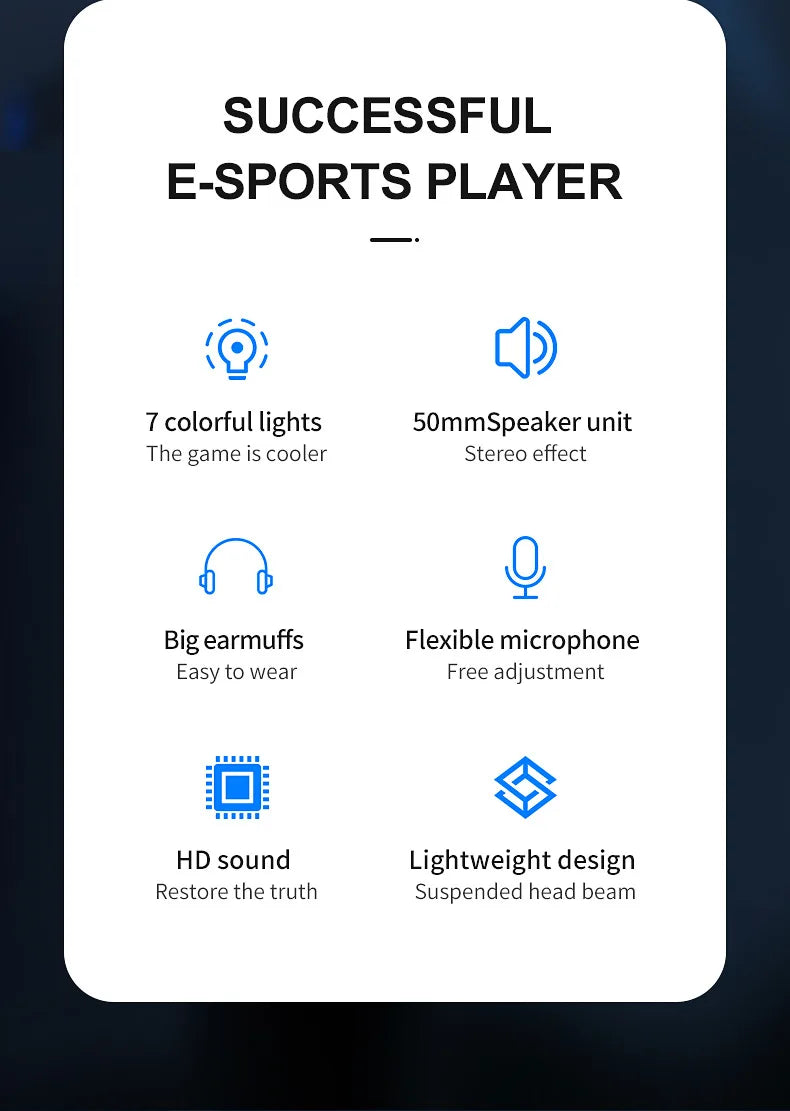 G58 G60 Gaming Headset 7.1 Stereo SVirtual Surround Bass Earphone Headphone with Mic LED Light for Computer PC Gamer Foldable