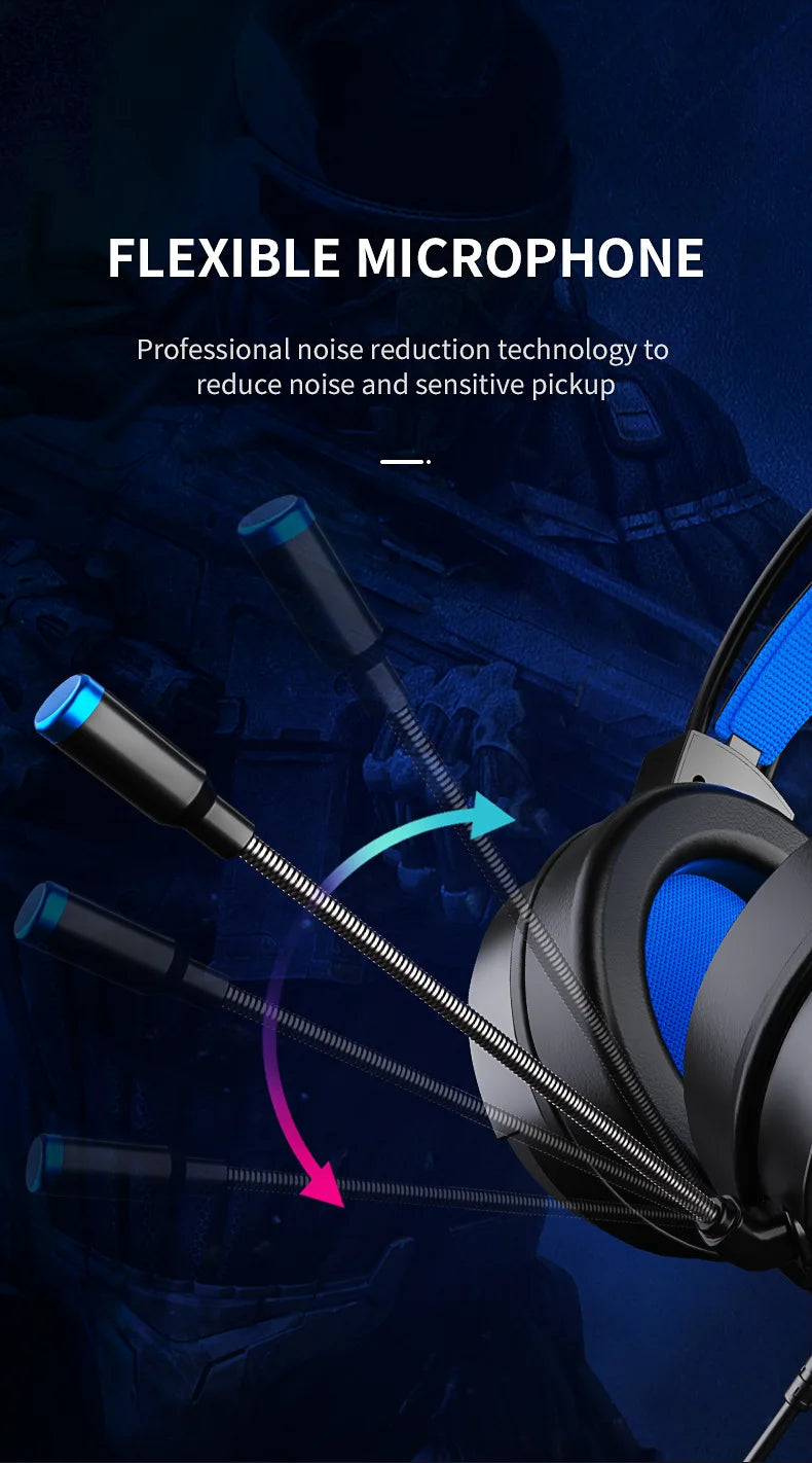 G58 G60 Gaming Headset 7.1 Stereo SVirtual Surround Bass Earphone Headphone with Mic LED Light for Computer PC Gamer Foldable
