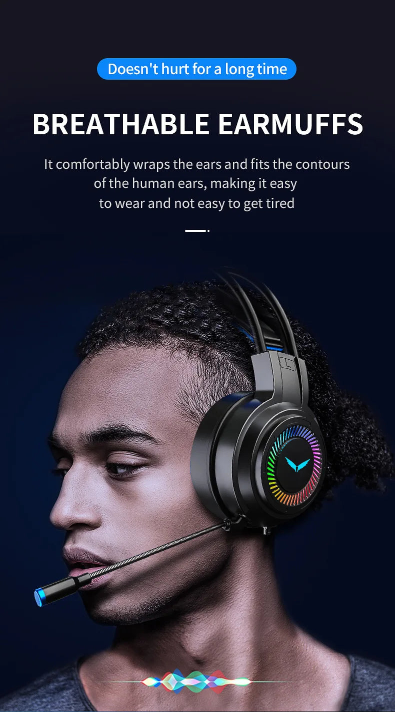 G58 G60 Gaming Headset 7.1 Stereo SVirtual Surround Bass Earphone Headphone with Mic LED Light for Computer PC Gamer Foldable