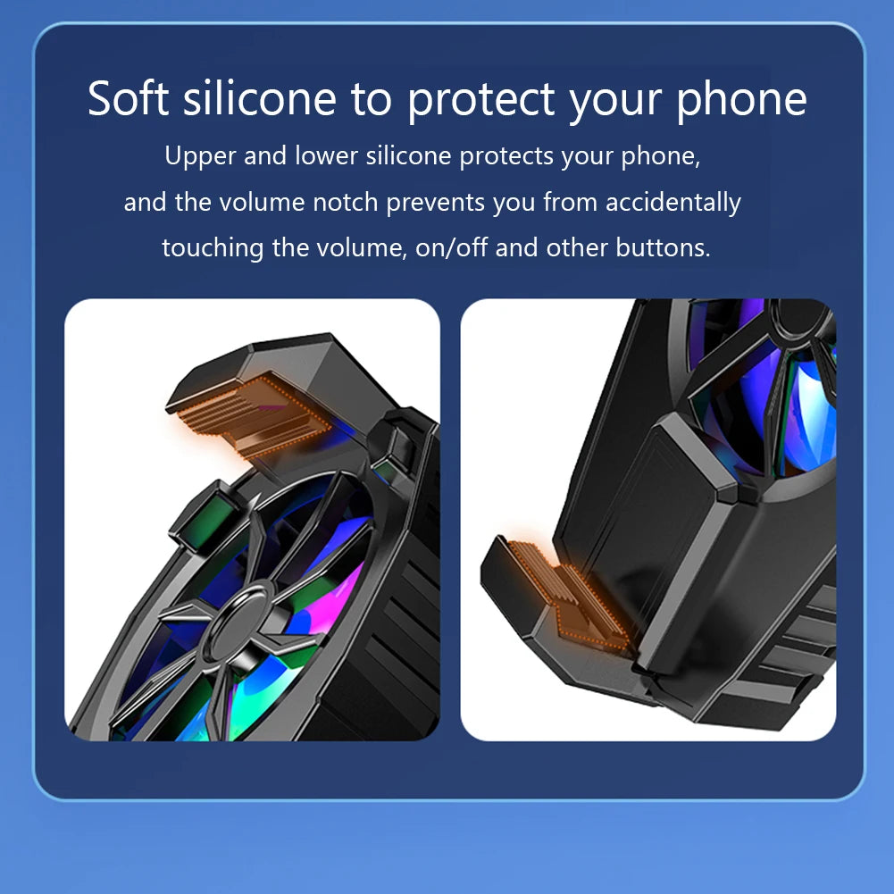 RGB Light Mobile Phone Radiator and Game Cooler Rechargeable Snap-On Cooling Fan for Outdoor Gaming and Vlogging