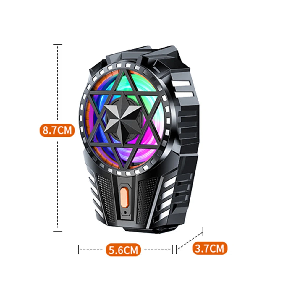 RGB Light Mobile Phone Radiator and Game Cooler Rechargeable Snap-On Cooling Fan for Outdoor Gaming and Vlogging