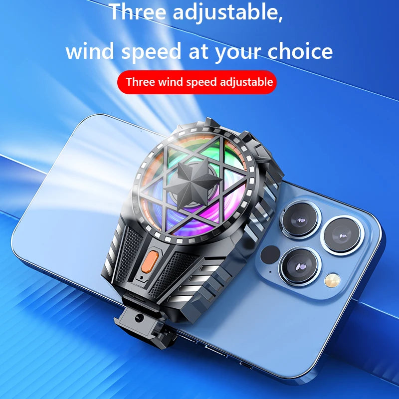 RGB Light Mobile Phone Radiator and Game Cooler Rechargeable Snap-On Cooling Fan for Outdoor Gaming and Vlogging