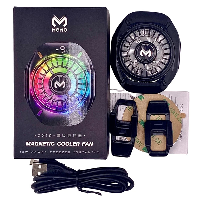 MEMO CX10 Semiconductor Phone Cooler with RGB Lights Magnetic Clip on Ice-Freezing Strong Cooling for Gaming & Live Streaming