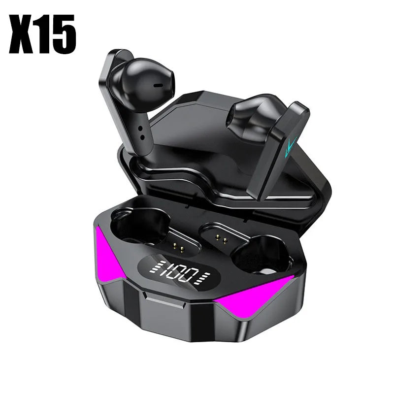 TWS X15 Wireless In Ear Earphones 9D Stereo Music HiFi Headphones 65ms Low Latency Gamer Earbuds Esport Gaming Headset with Mic