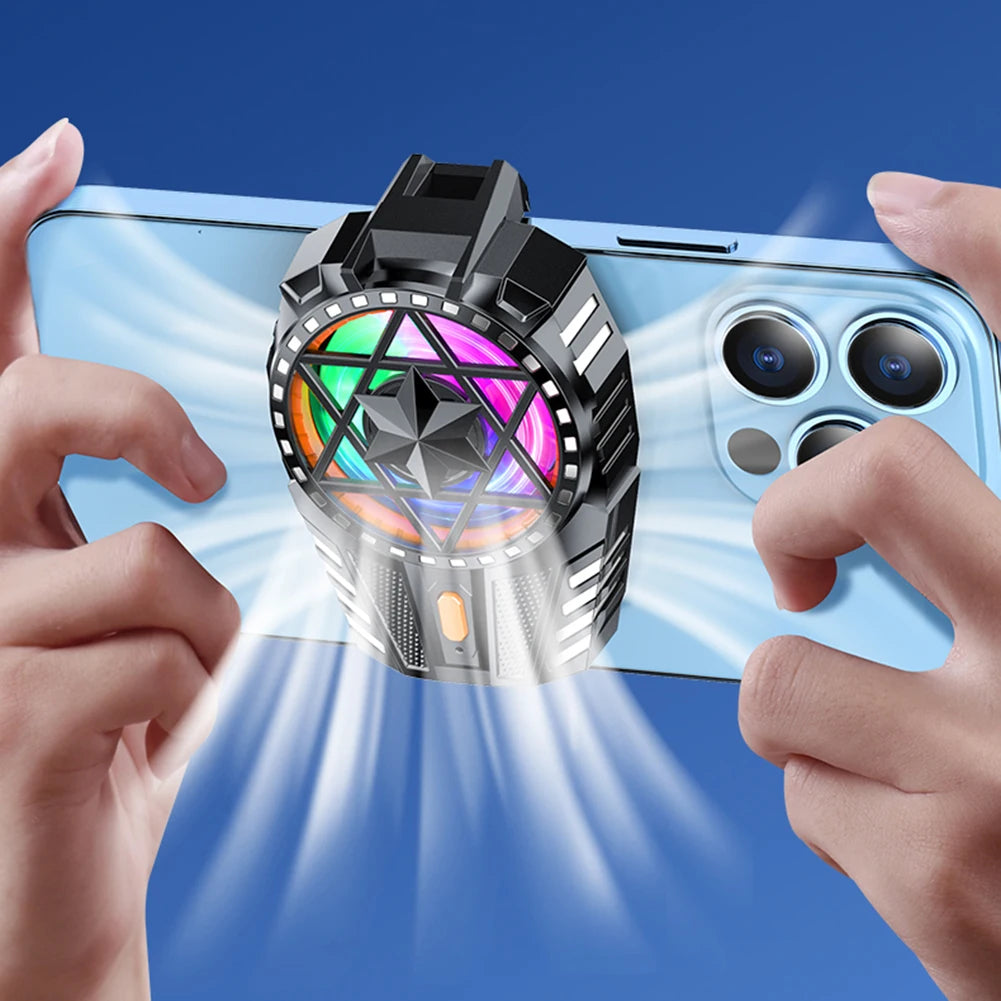 RGB Light Mobile Phone Radiator and Game Cooler Rechargeable Snap-On Cooling Fan for Outdoor Gaming and Vlogging