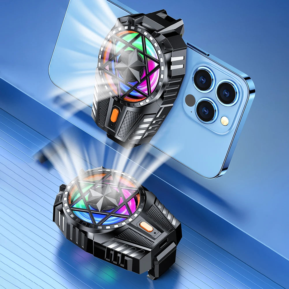RGB Light Mobile Phone Radiator and Game Cooler Rechargeable Snap-On Cooling Fan for Outdoor Gaming and Vlogging