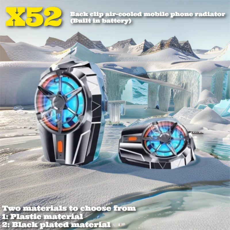 X52 Mobile Phone 3 Gear Adjustment Air-cooled Back-clip Cooling Fan Radiator for PUBG Game Cooler for IOS Android Cool Heat Sink