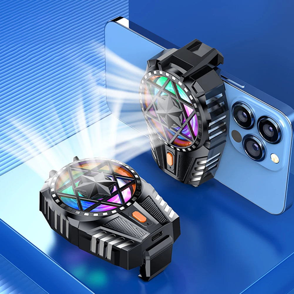 RGB Light Mobile Phone Radiator and Game Cooler Rechargeable Snap-On Cooling Fan for Outdoor Gaming and Vlogging