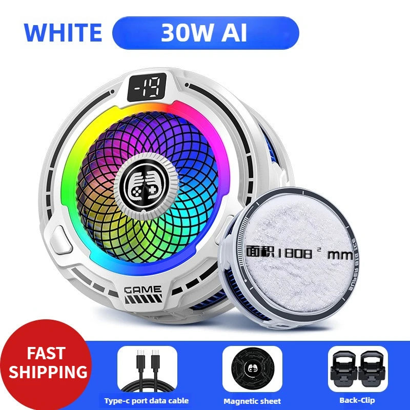 FS18 AI Adjustment Mobile Phone PUBG Game Cooler Semiconductor Magnetic/Back-clip 2 in 1 Ice Cooling Radiator for IPhone Android