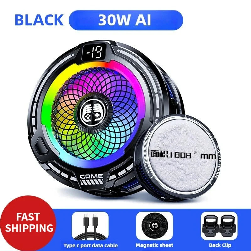 FS18 AI Adjustment Mobile Phone PUBG Game Cooler Semiconductor Magnetic/Back-clip 2 in 1 Ice Cooling Radiator for IPhone Android