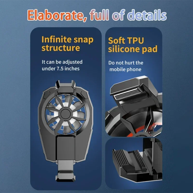 X52 Mobile Phone 3 Gear Adjustment Air-cooled Back-clip Cooling Fan Radiator for PUBG Game Cooler for IOS Android Cool Heat Sink