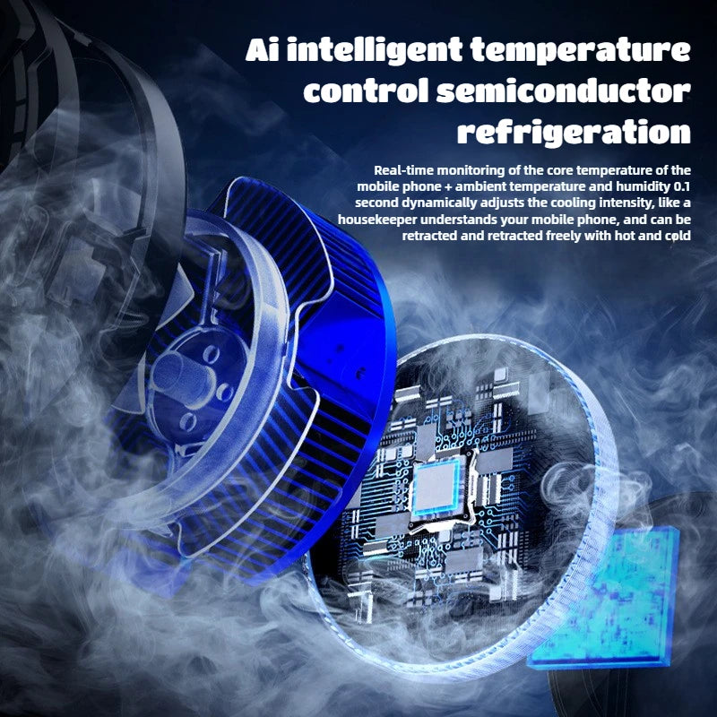 FS18 AI Adjustment Mobile Phone PUBG Game Cooler Semiconductor Magnetic/Back-clip 2 in 1 Ice Cooling Radiator for IPhone Android