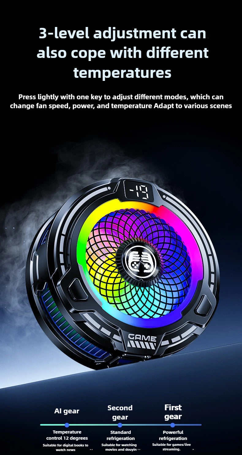 FS18 AI Adjustment Mobile Phone PUBG Game Cooler Semiconductor Magnetic/Back-clip 2 in 1 Ice Cooling Radiator for IPhone Android