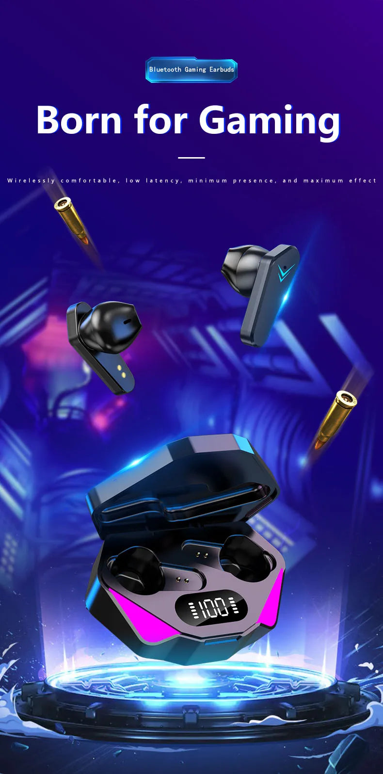 TWS X15 Wireless In Ear Earphones 9D Stereo Music HiFi Headphones 65ms Low Latency Gamer Earbuds Esport Gaming Headset with Mic