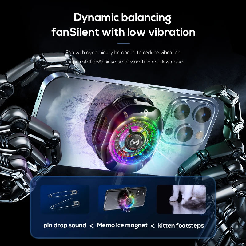 MEMO CX10 Semiconductor Phone Cooler with RGB Lights Magnetic Clip on Ice-Freezing Strong Cooling for Gaming & Live Streaming