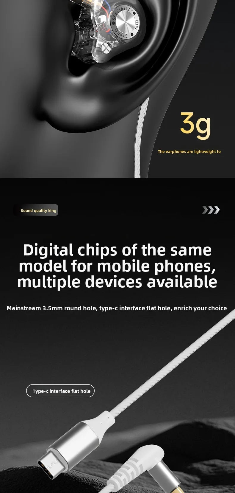 Type-C Wired Earphone For Samsung Galaxy S25 S24 S23 S22 21 Ultra Plus 3.5MM in-Ear Earphone HiFi Bass Stereo Gaming Headphone