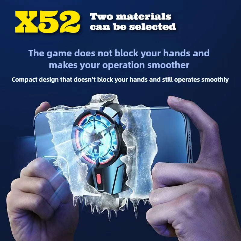 X52 Mobile Phone 3 Gear Adjustment Air-cooled Back-clip Cooling Fan Radiator for PUBG Game Cooler for IOS Android Cool Heat Sink