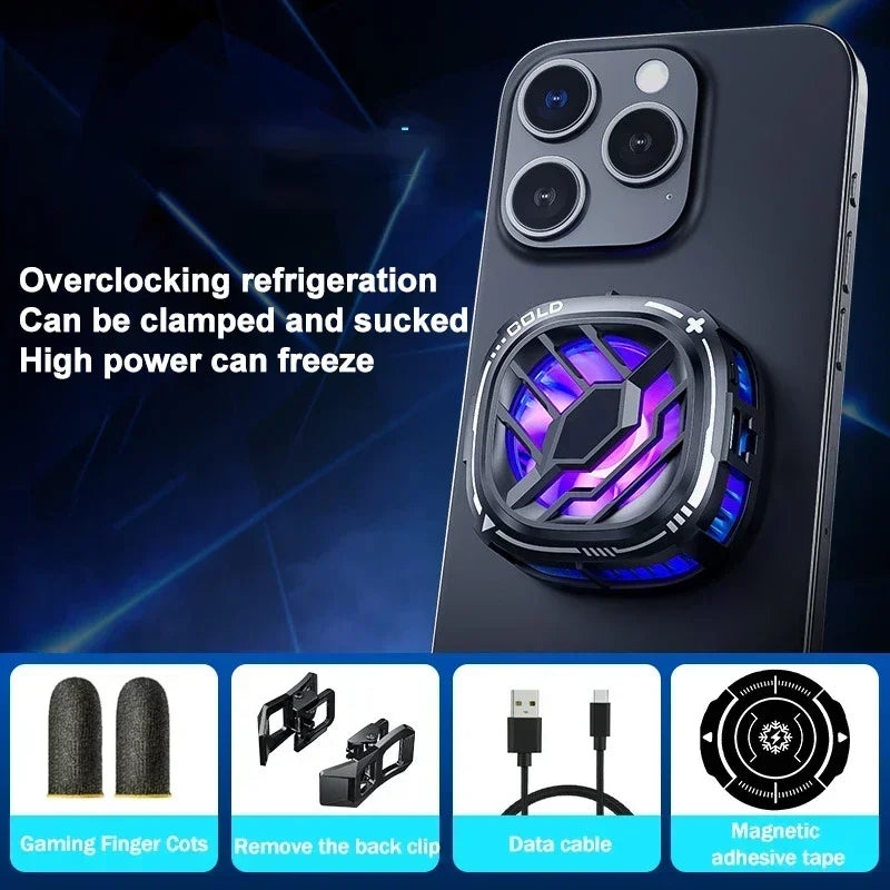 NEW X76 Pro Mobile Phone Semiconductor Freeze Cooling Fan Radiator Magnetic Back Clip 2 IN 1 for IPhone Android PUBG Game Cooler
