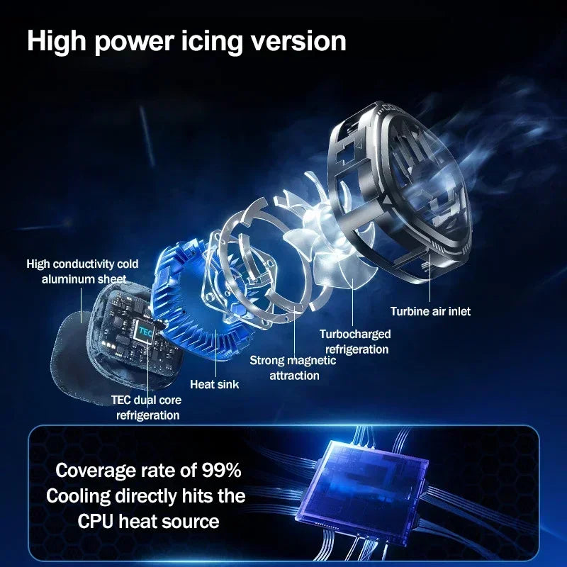NEW X76 Pro Mobile Phone Semiconductor Freeze Cooling Fan Radiator Magnetic Back Clip 2 IN 1 for IPhone Android PUBG Game Cooler