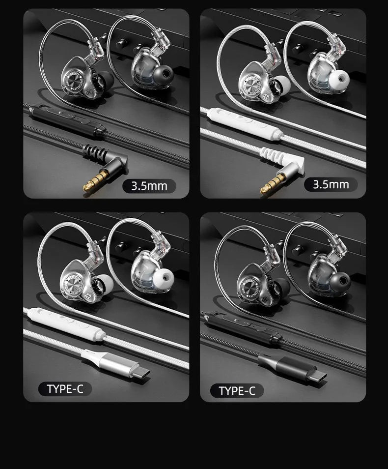 Type-C Wired Earphone For Samsung Galaxy S25 S24 S23 S22 21 Ultra Plus 3.5MM in-Ear Earphone HiFi Bass Stereo Gaming Headphone