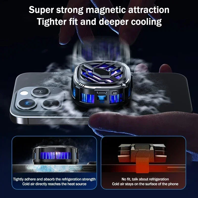NEW X76 Pro Mobile Phone Semiconductor Freeze Cooling Fan Radiator Magnetic Back Clip 2 IN 1 for IPhone Android PUBG Game Cooler