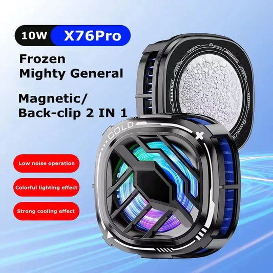 NEW X76 Pro Mobile Phone Semiconductor Freeze Cooling Fan Radiator Magnetic Back Clip 2 IN 1 for IPhone Android PUBG Game Cooler