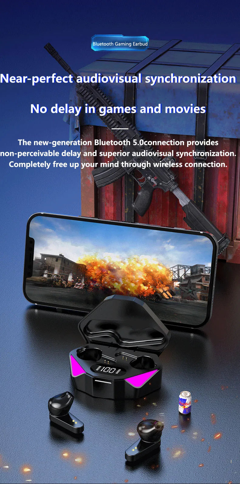 TWS X15 Wireless In Ear Earphones 9D Stereo Music HiFi Headphones 65ms Low Latency Gamer Earbuds Esport Gaming Headset with Mic