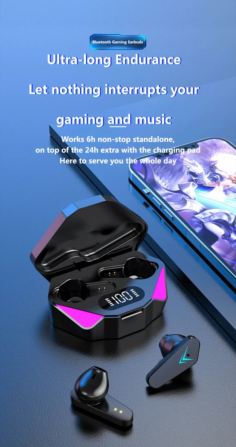 TWS X15 Wireless In Ear Earphones 9D Stereo Music HiFi Headphones 65ms Low Latency Gamer Earbuds Esport Gaming Headset with Mic