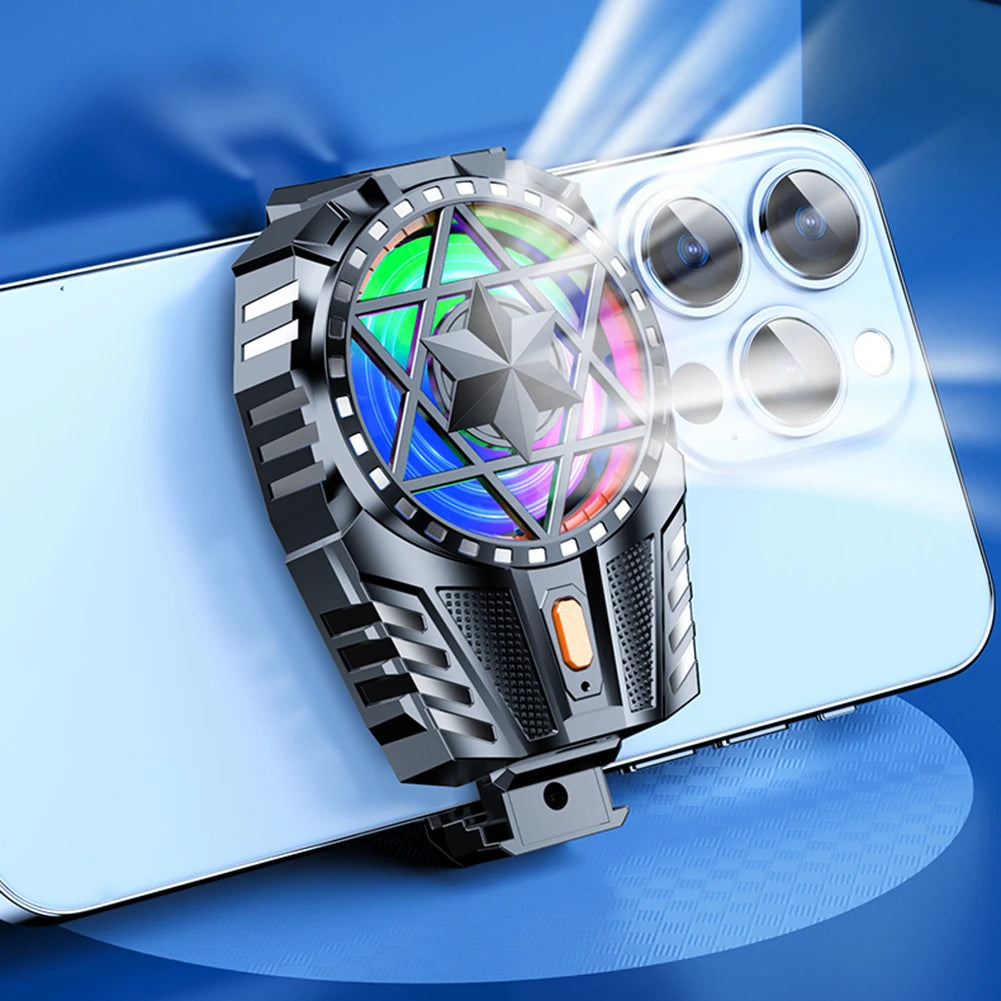 RGB Light Mobile Phone Radiator and Game Cooler Rechargeable Snap-On Cooling Fan for Outdoor Gaming and Vlogging