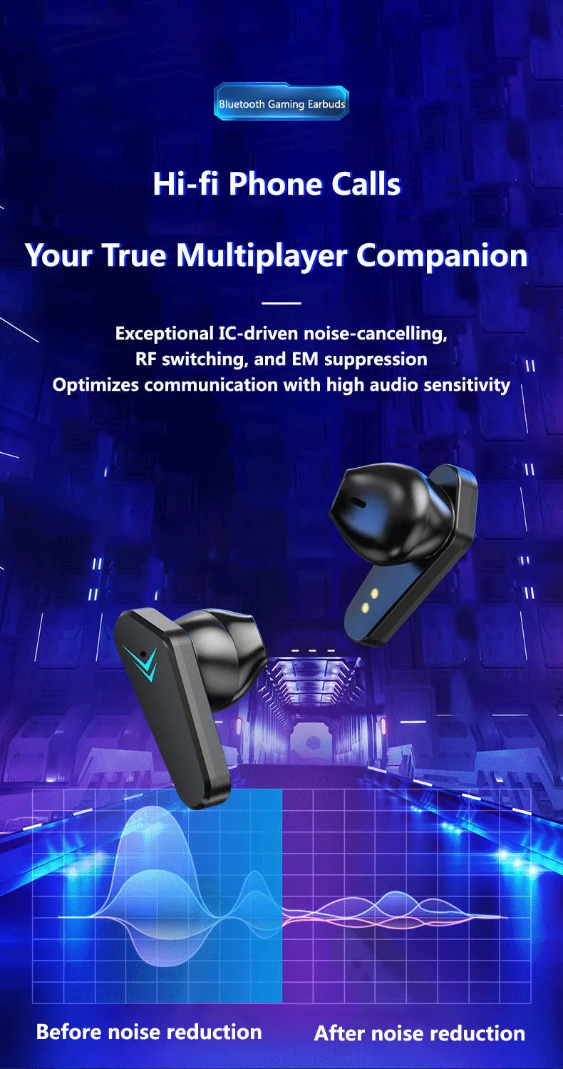 TWS X15 Wireless In Ear Earphones 9D Stereo Music HiFi Headphones 65ms Low Latency Gamer Earbuds Esport Gaming Headset with Mic