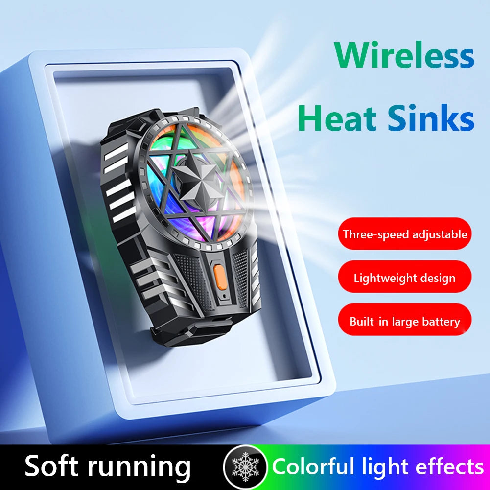 RGB Light Mobile Phone Radiator and Game Cooler Rechargeable Snap-On Cooling Fan for Outdoor Gaming and Vlogging