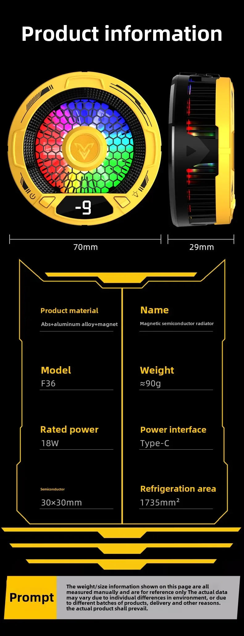 2025 NEW F36 Tablet Phone Universal Game Cooler Magnetic Semiconductor Refrigeration Ice Freeze Cooling Radiator for IPad IPhone