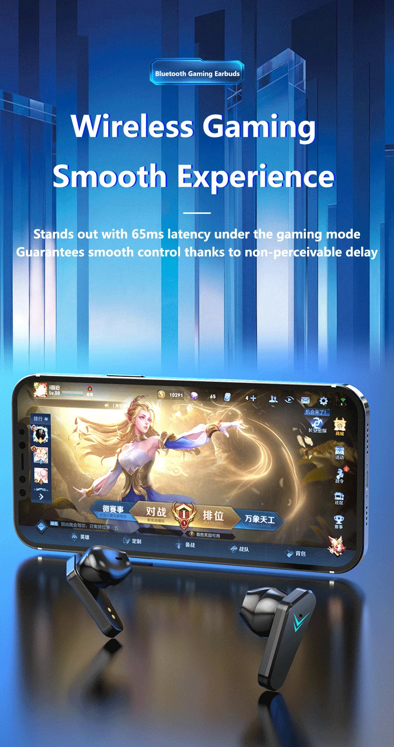 TWS X15 Wireless In Ear Earphones 9D Stereo Music HiFi Headphones 65ms Low Latency Gamer Earbuds Esport Gaming Headset with Mic