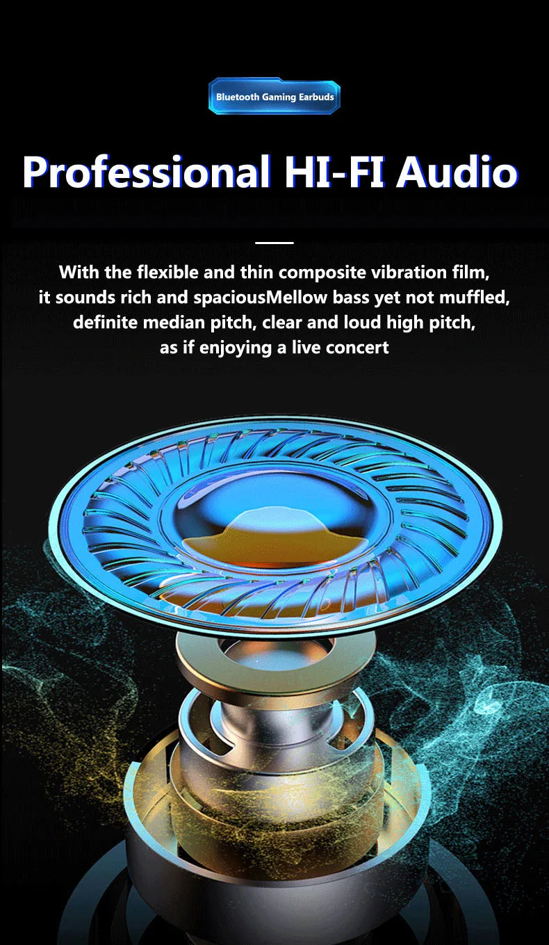 TWS X15 Wireless In Ear Earphones 9D Stereo Music HiFi Headphones 65ms Low Latency Gamer Earbuds Esport Gaming Headset with Mic