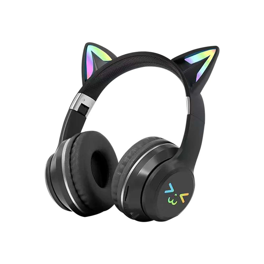 RGB Cat Ear Wireless Headphones Glow with Microphone Stereo Music Sport Headset Gaming Headphones For Kids Girls Gifts